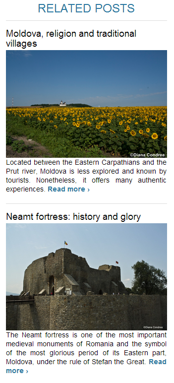 Vertical Related Posts in action (screenshot taken from www.uncover-romania.com)