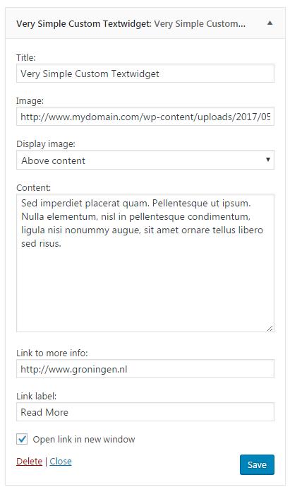 Very Simple Custom Textwidget (dashboard).