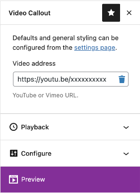 Configuration and playback options