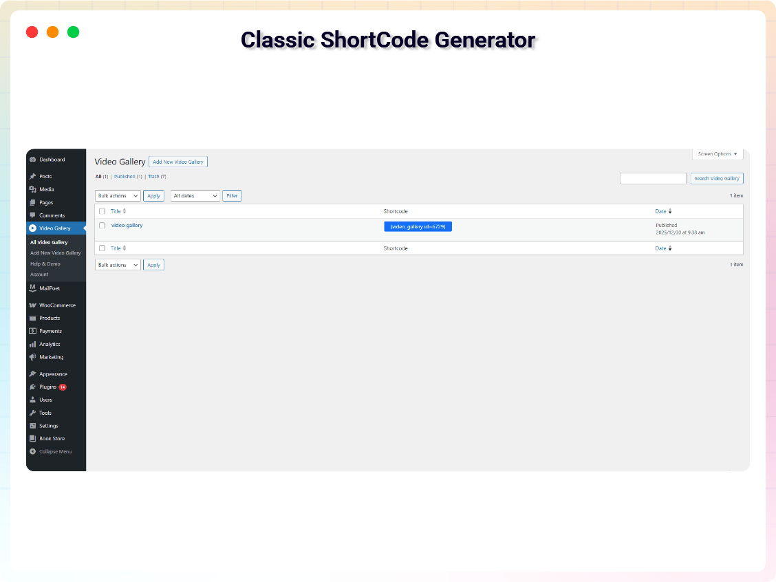 Parallax Video Gallery.