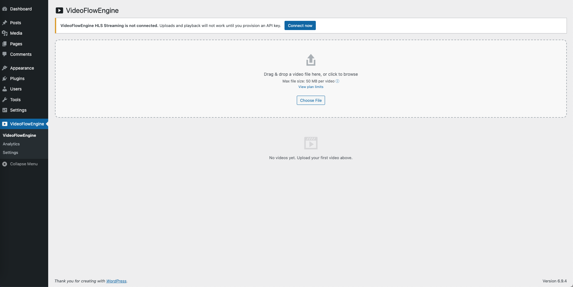 Drag & drop video upload from the WordPress dashboard