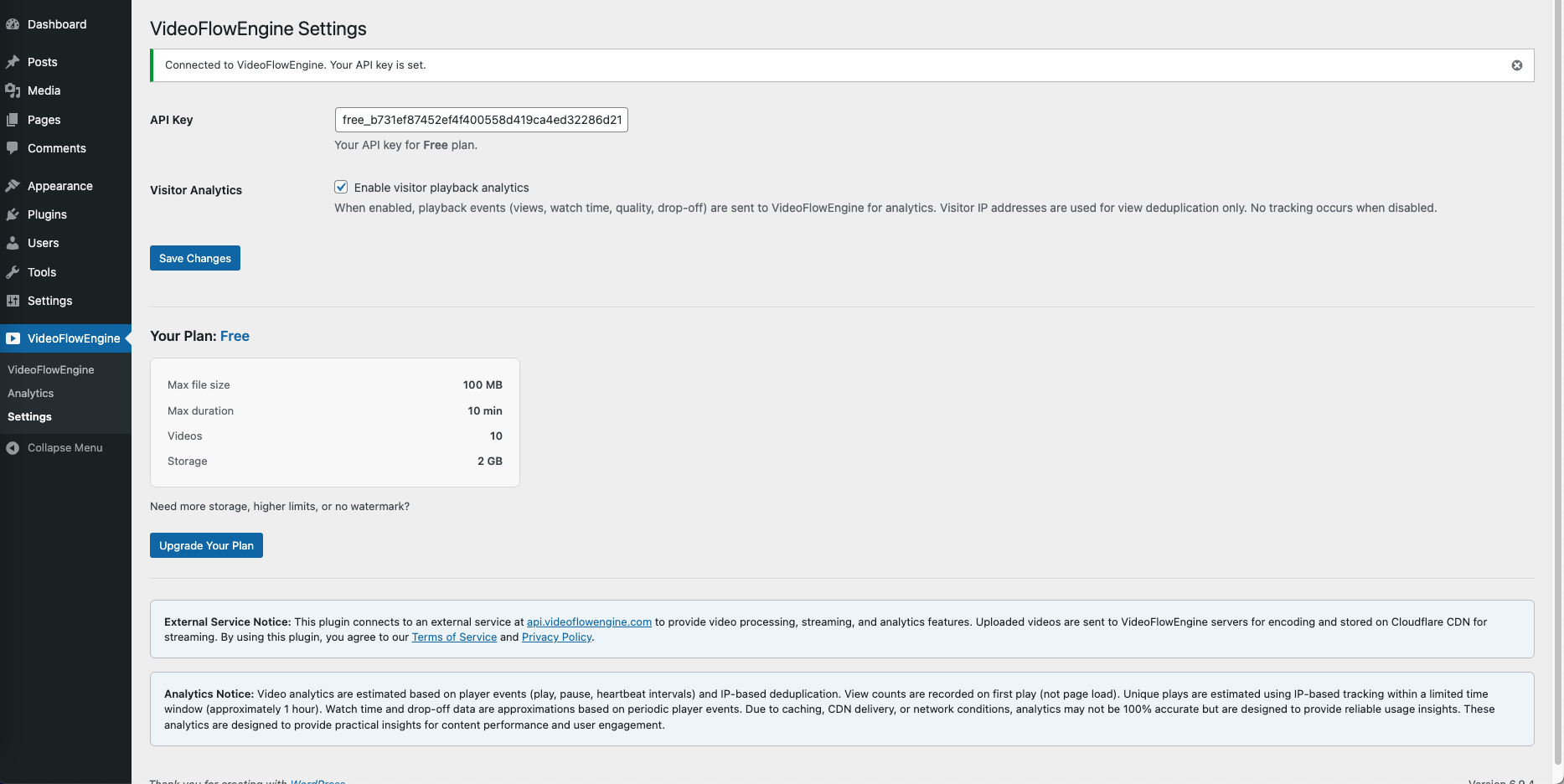Plugin settings and configuration