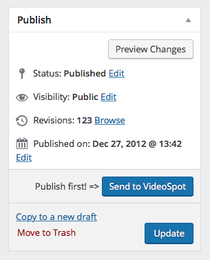 The VideoSpot App Publisher button