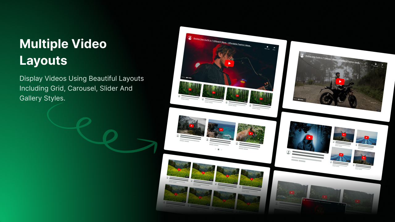 Multiple Video Layouts for YouTube Video Gallery