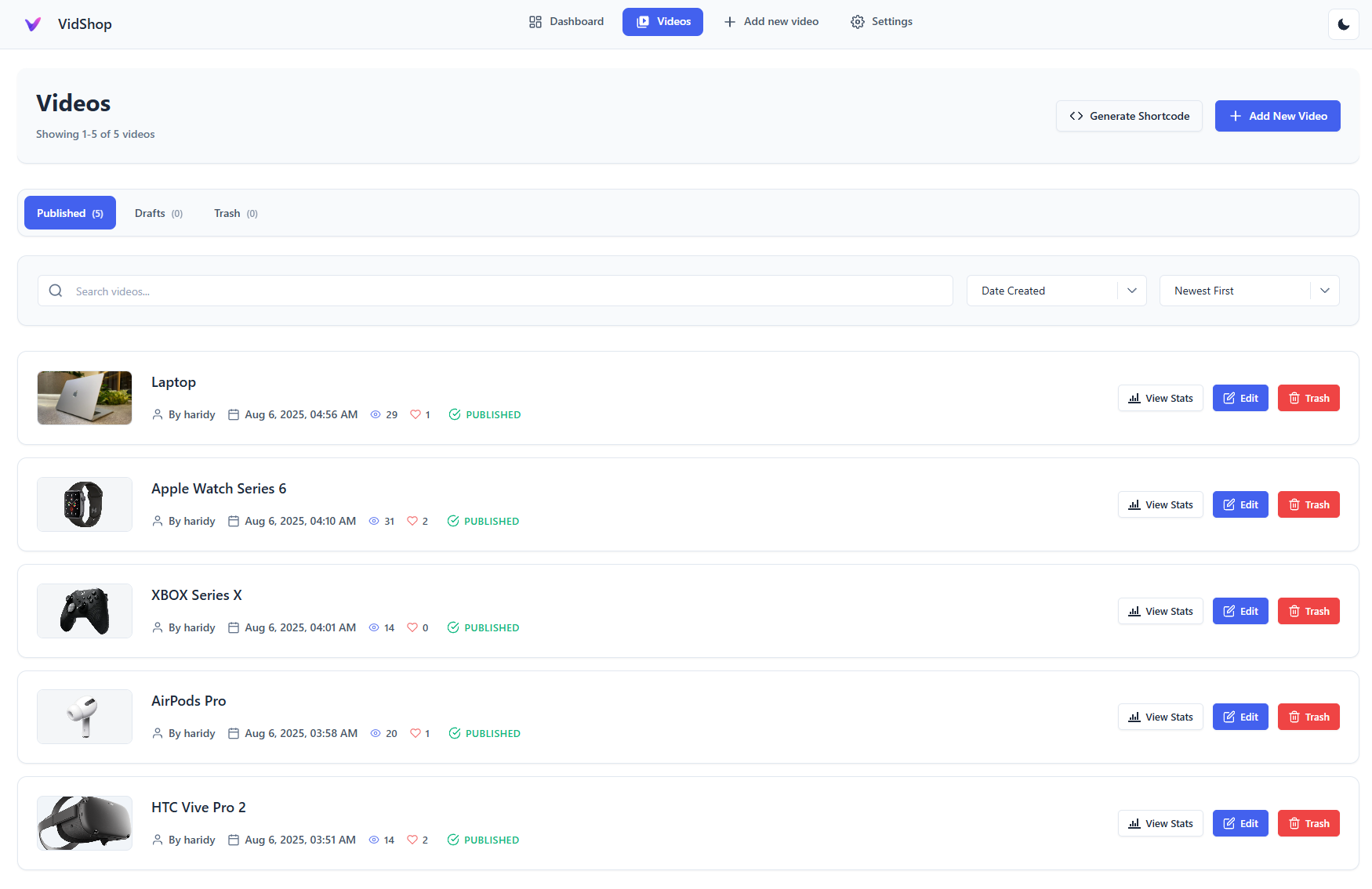 Video Management – Easily manage and edit videos