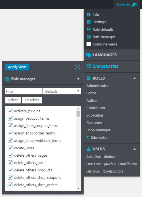 Settings window