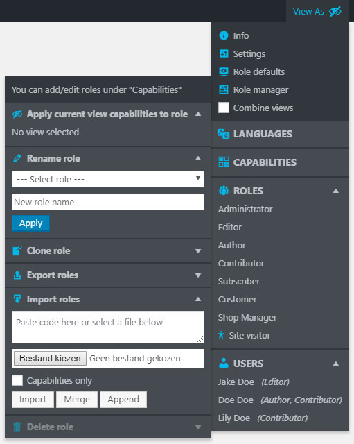 Access levels taken from the "Restrict User Access" plugin