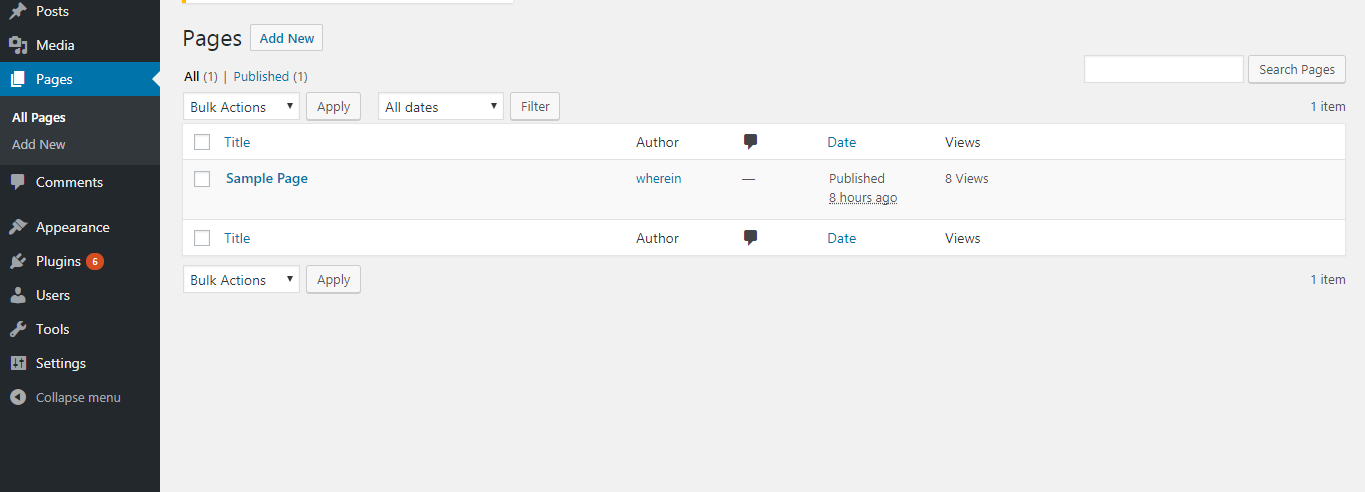 View Counter Admin Column on page