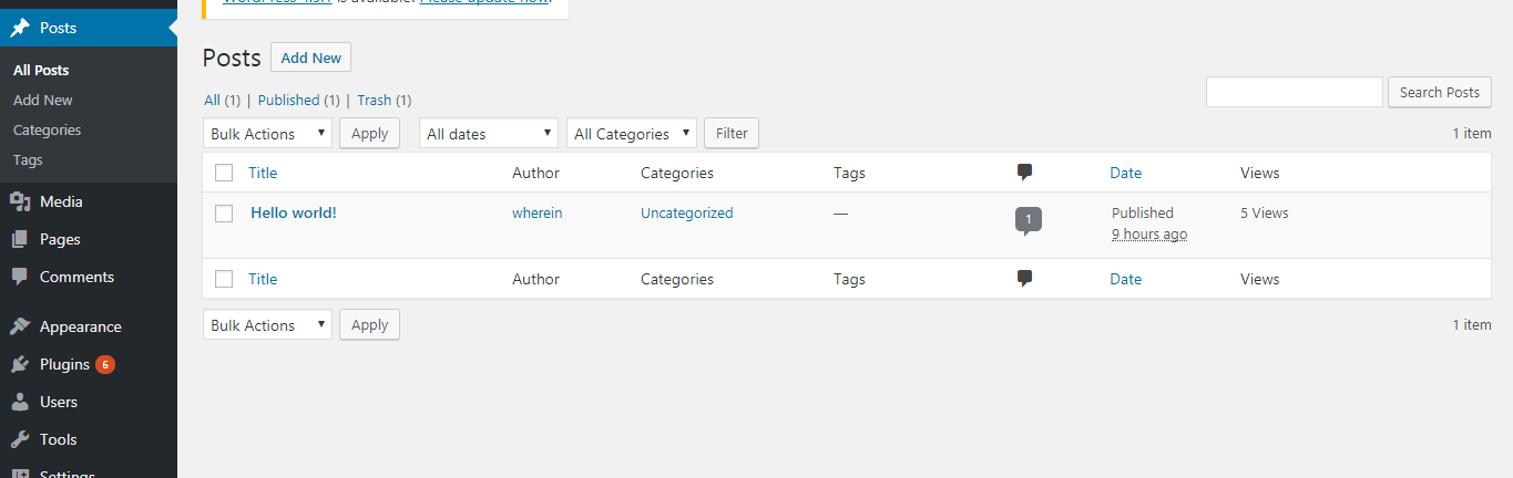 View Counter Admin Column on post