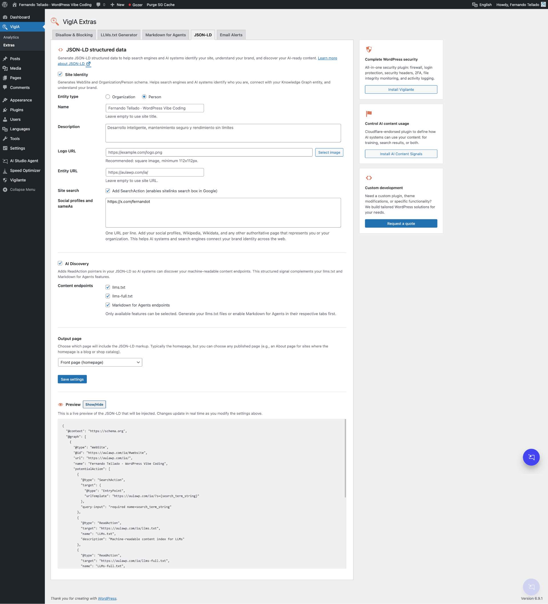 Extras page - Robots.txt management and blocking