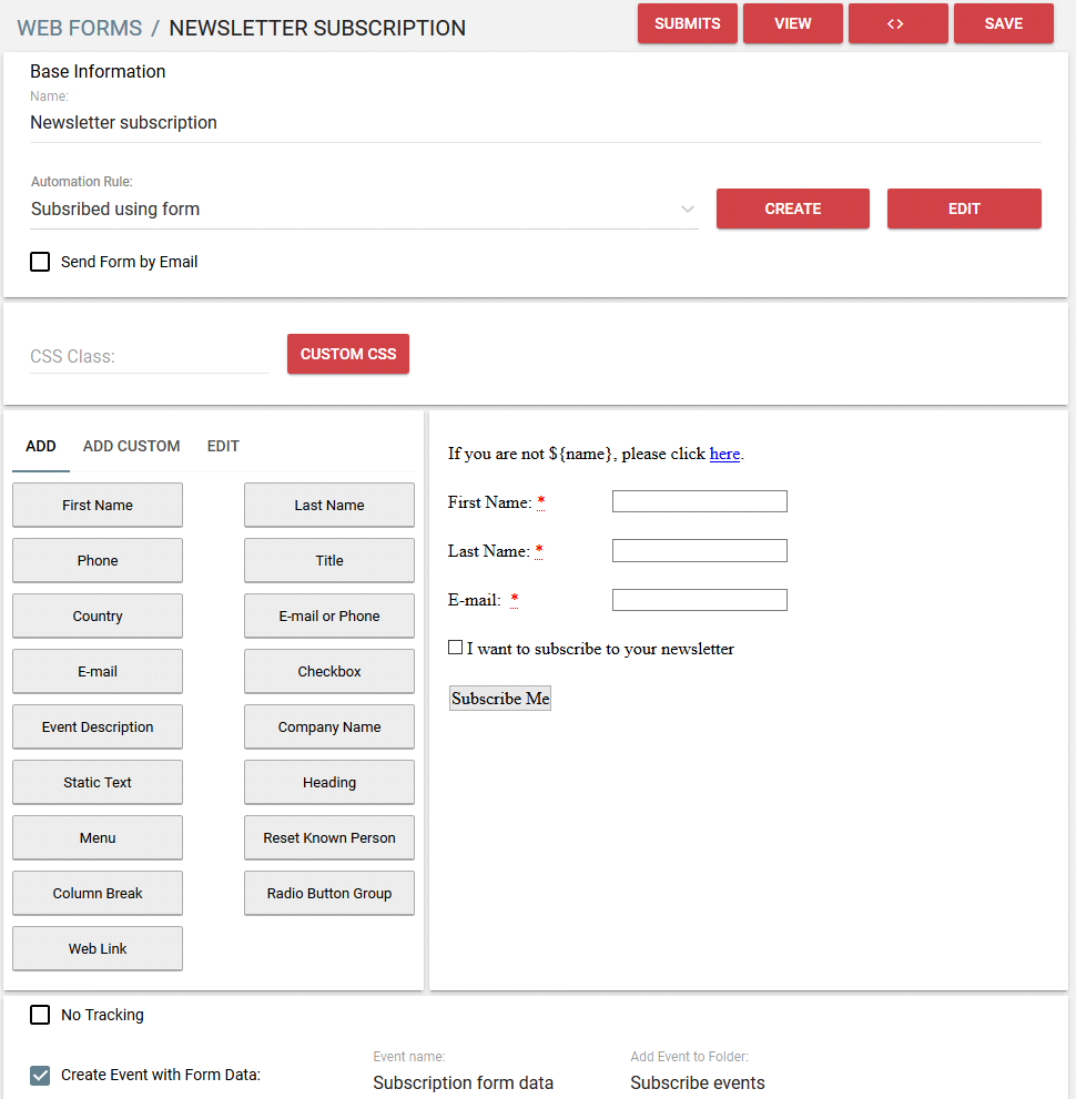 Registration Web Form