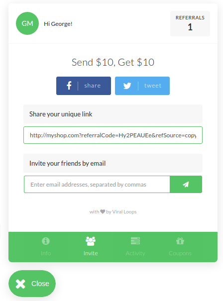 You get a widget for your website that looks like this.