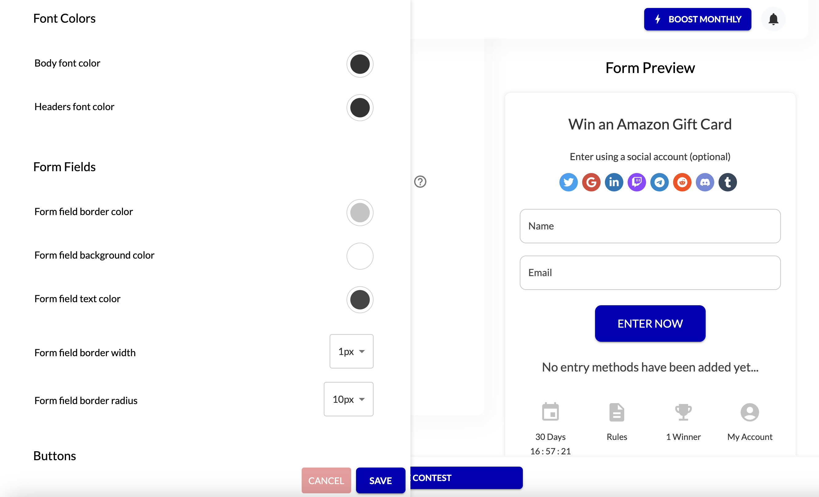 Account dashboard