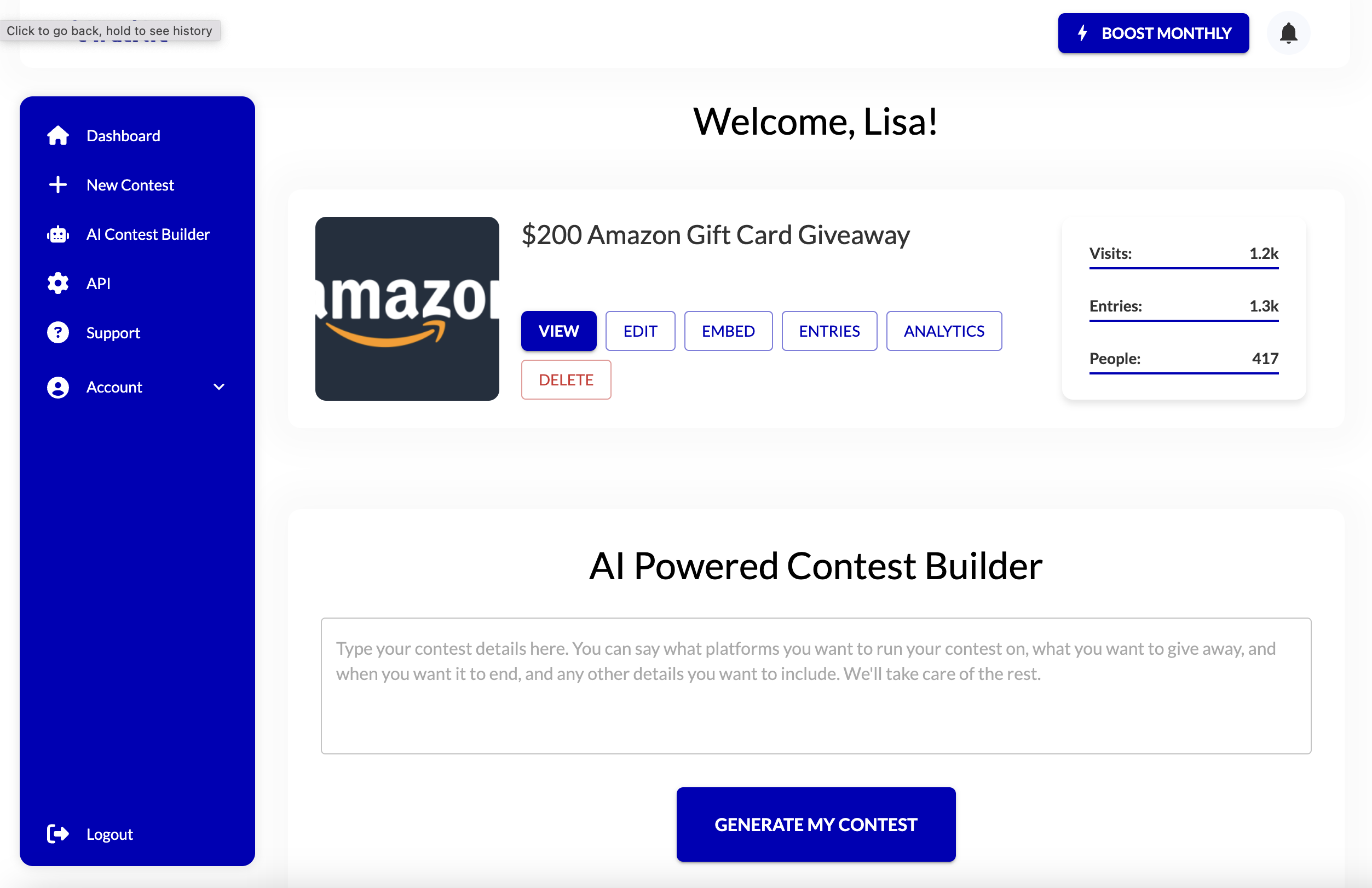 Manage entries