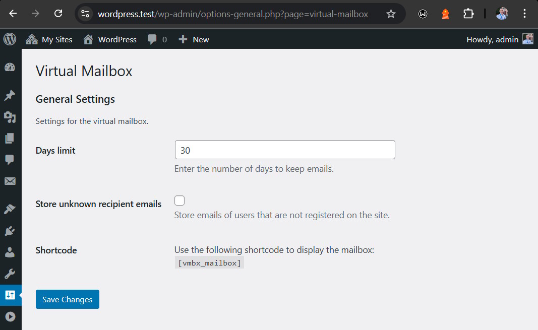 Plugin settings page.