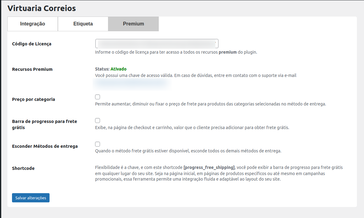 Rastreamento de entrega no painel do cliente;
