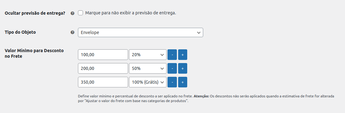 Configuração - Aba integração;