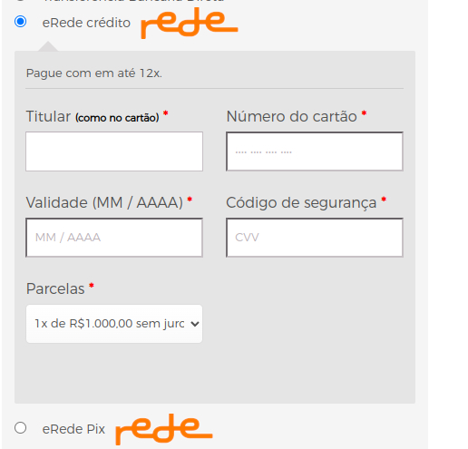Checkout Crédito;