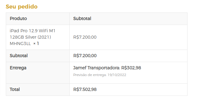 Cotação no checkout;