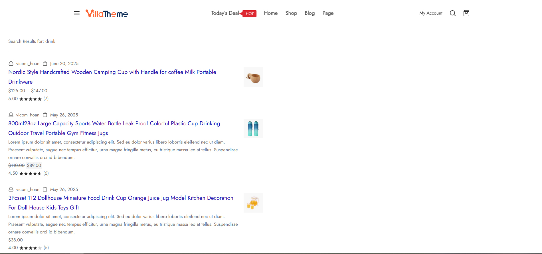 Search results page