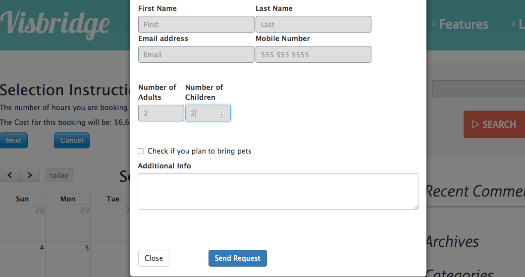 The fifth screen shot shows one of the two main flows for processing booking requests - either instant booking or as this one shows a request that is emailed to the owner.