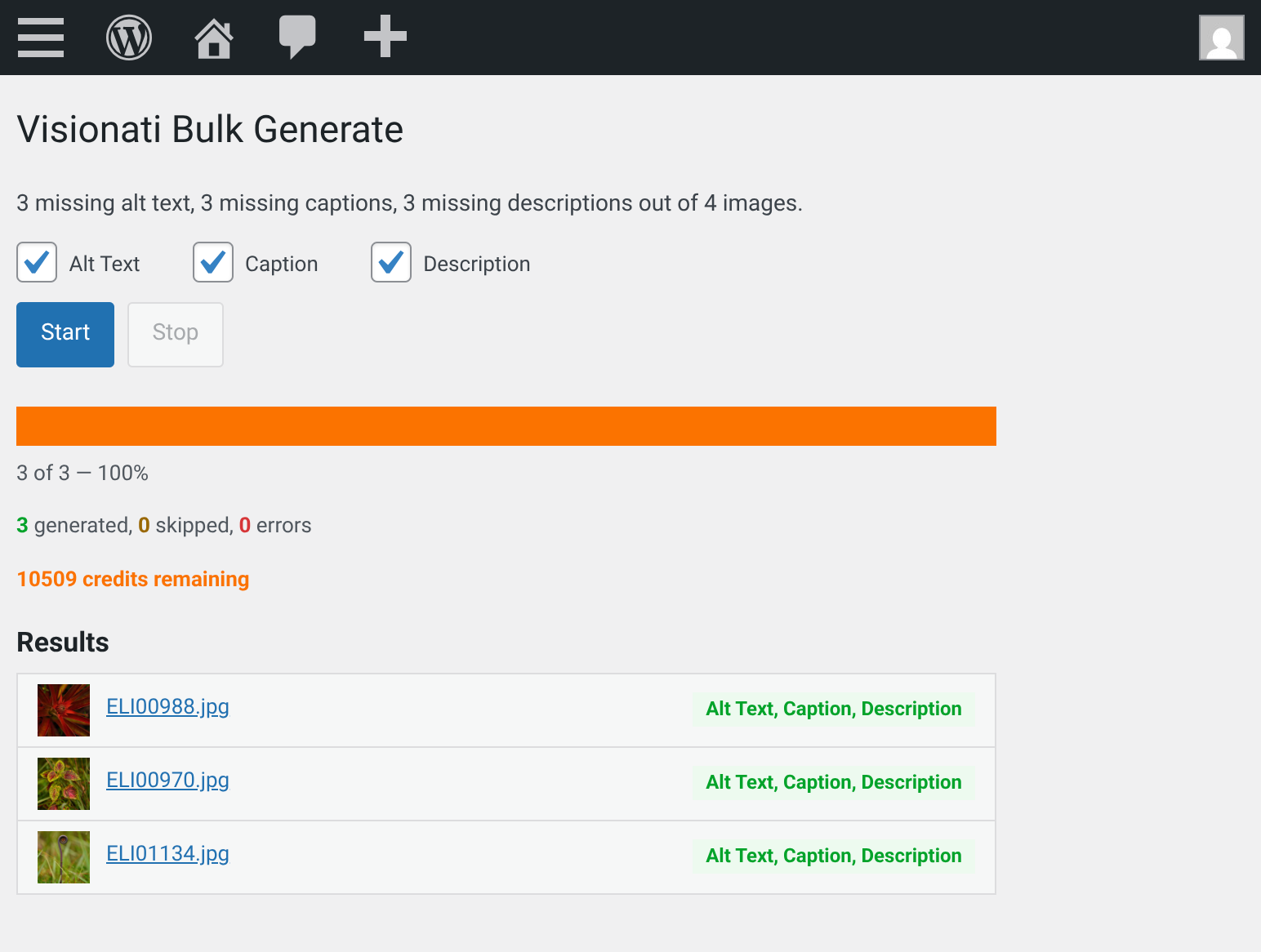 Bulk Generate mobile view
