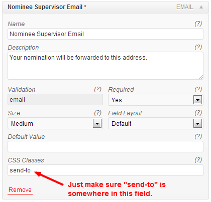 Add the "send-to" class to the CSS Classes field to cause emails to get sent there as well.