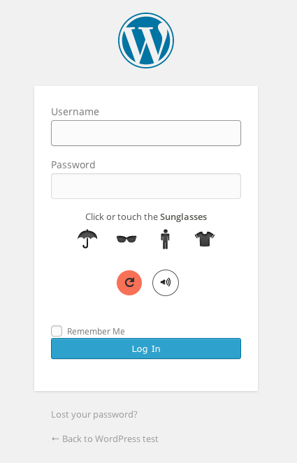 Log in form with visualCaptcha.