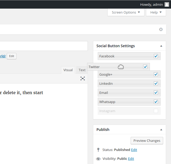 Post button selection and sorting