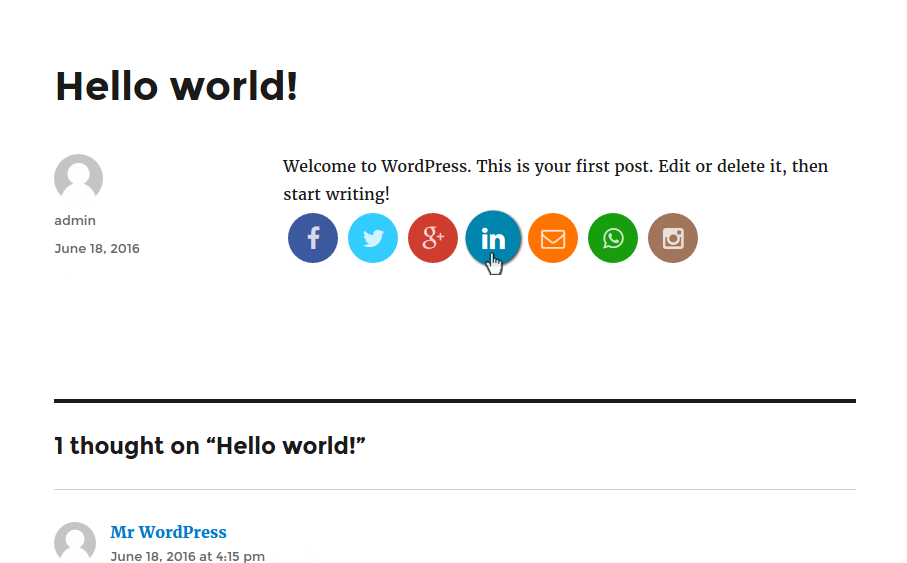 Page share buttons