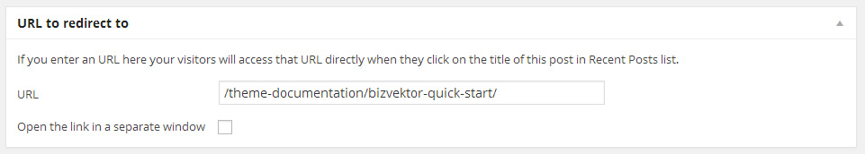 A relative url that refer to a page of your website: **note slash "/" at the beginning**.