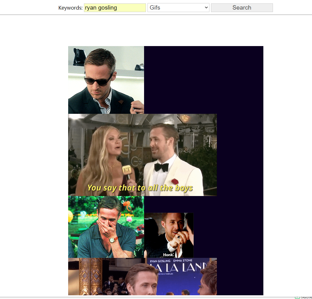 VM2X Insert GIPHY Images window where you can search the GIFs.