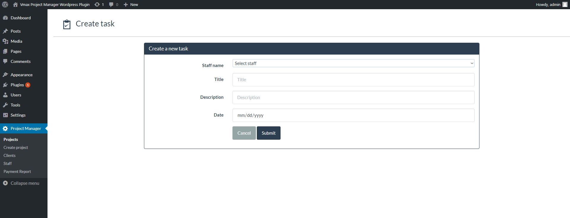 Client listing page.