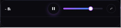 Compact bar mode showing marquee title, play/pause, volume, and restore controls.