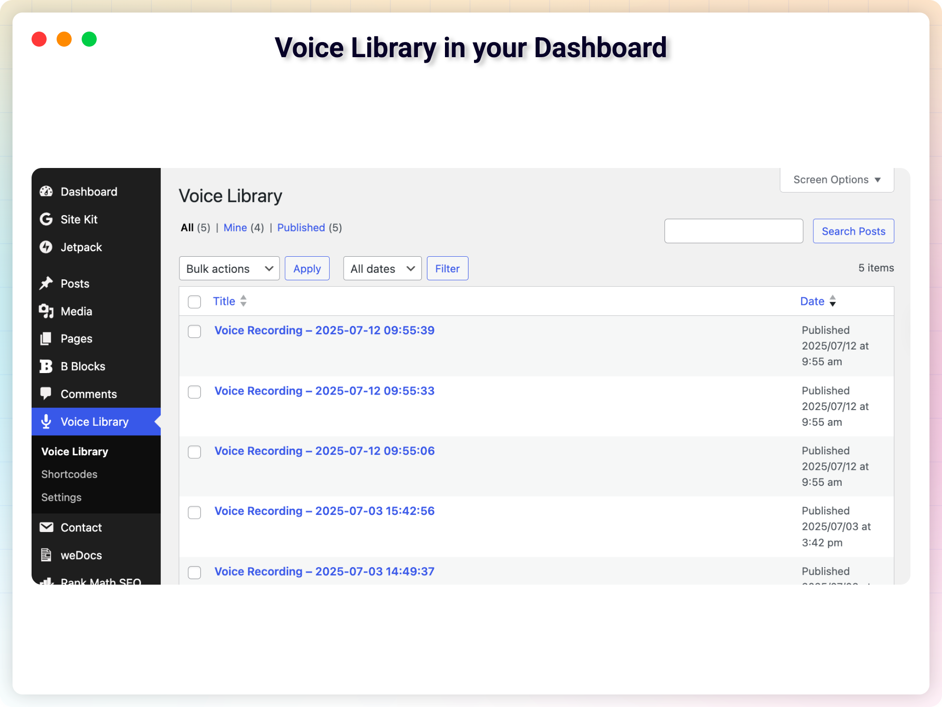 Collected Voice Feedbacks