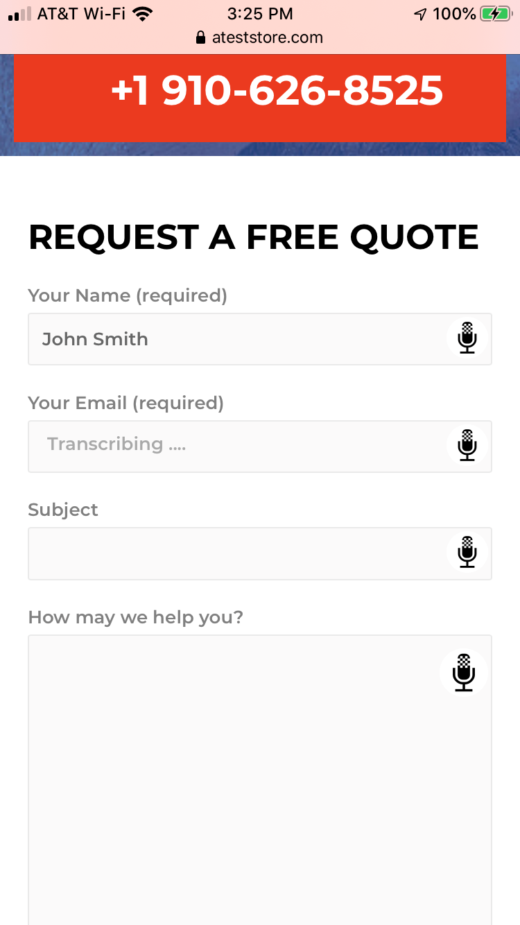 Voice Forms plugin transcribing voice input on iOS