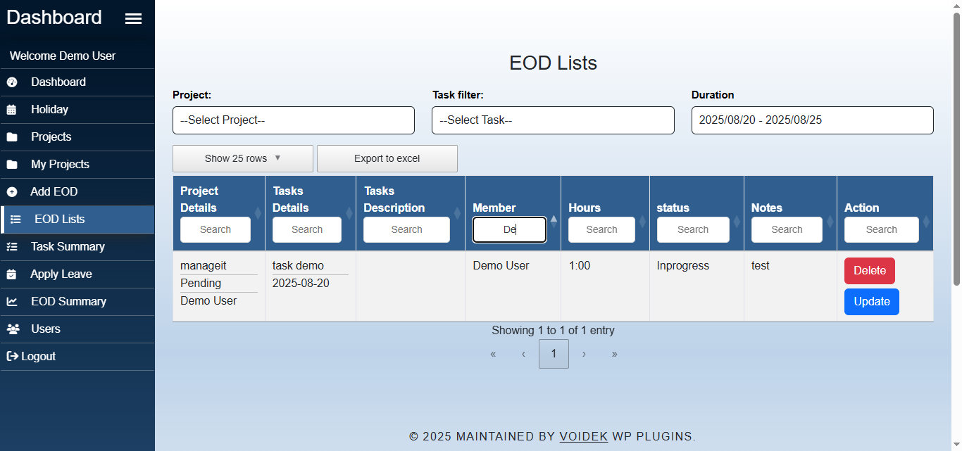 EOD Report Filters