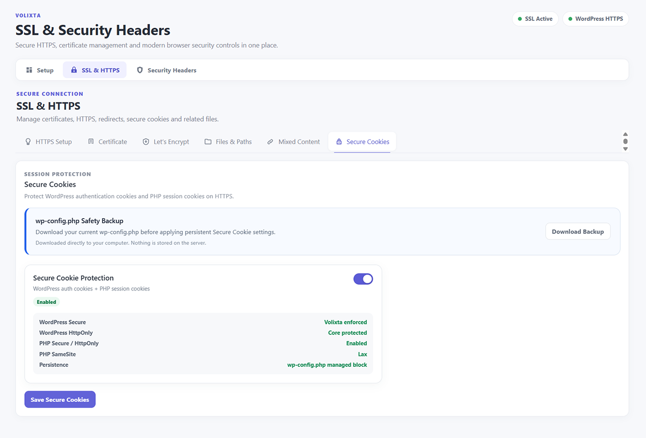 Recommended security headers with one-click protection