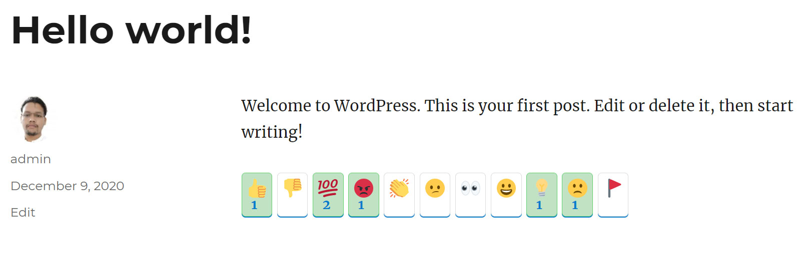Reactions in single post.
