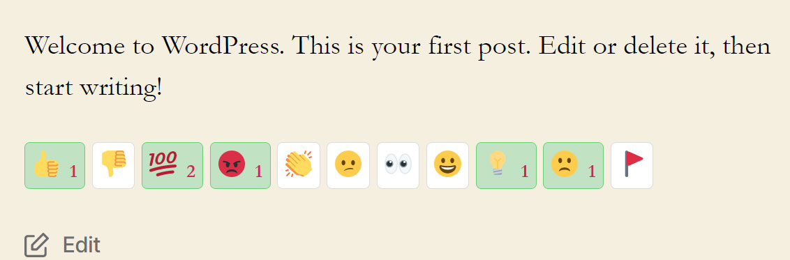 Reaction in single post type.