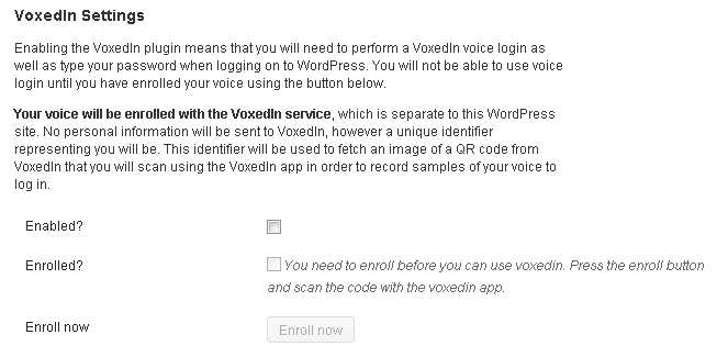 Enabling VoxedIn as a user.