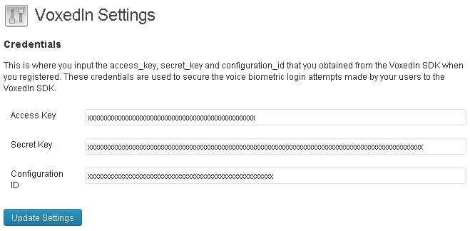 Enabling VoxedIn as an admin.