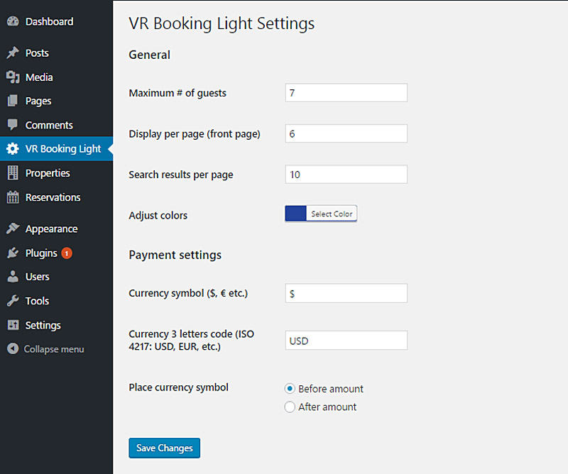 General settings