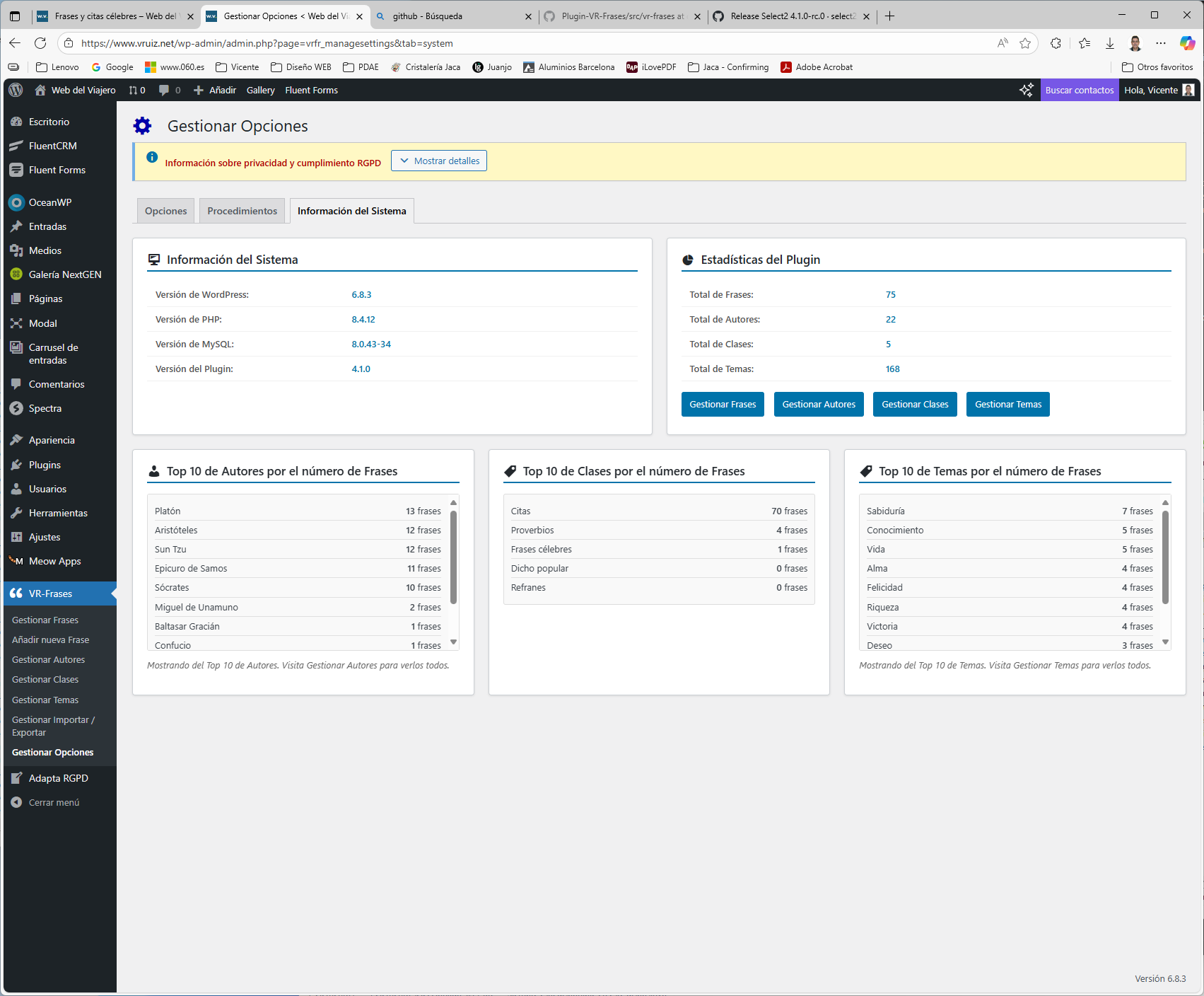 Manage Classes - Category management for organizing quotes