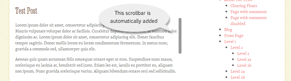 This is how VR jScrollPane Shortcode displays the scrollbar around content.