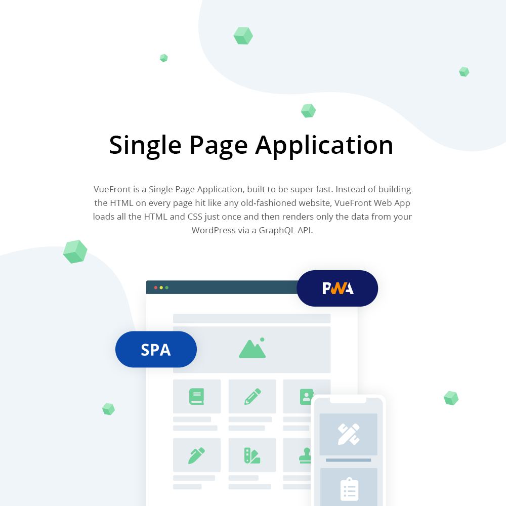 VueFront is a Single Page Application for WordPress