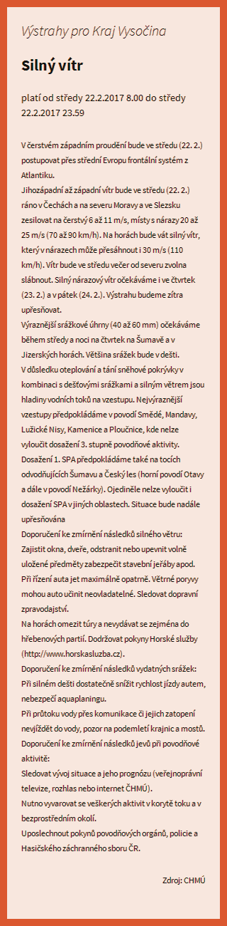 Actual CHMI warning / Aktuální výstraha ČHMÚ
