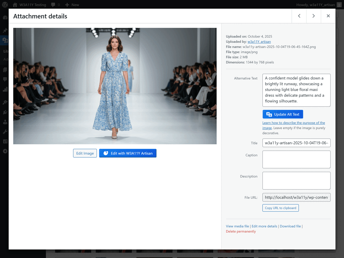 **AltText Generation** - One-click AI-generated alt text directly from Media Library