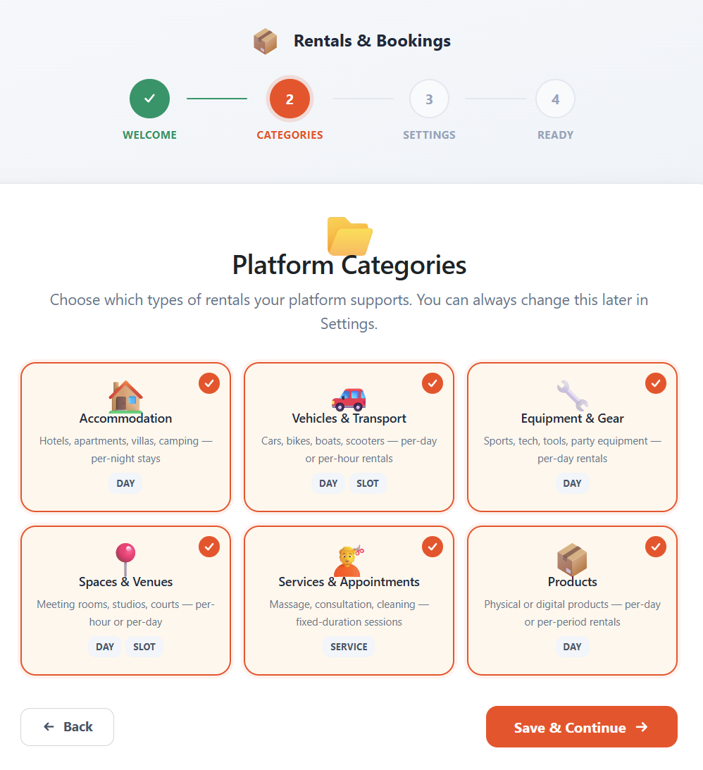 Frontend product page – The customer-facing booking interface with date picker and price calculation.