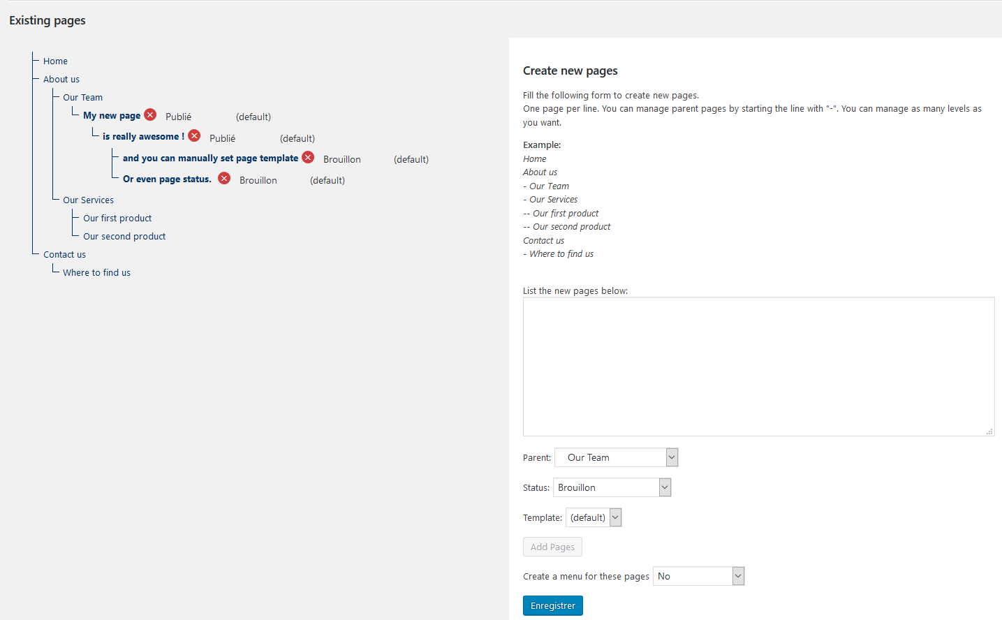 The intuitive admin area interface